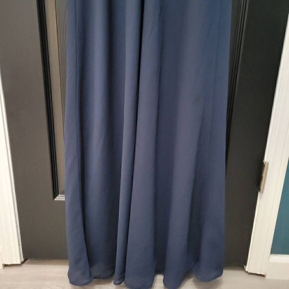 Michaelangelo Size 6 navy blue full length dress prom bridesmaid - Picture 5 of 9